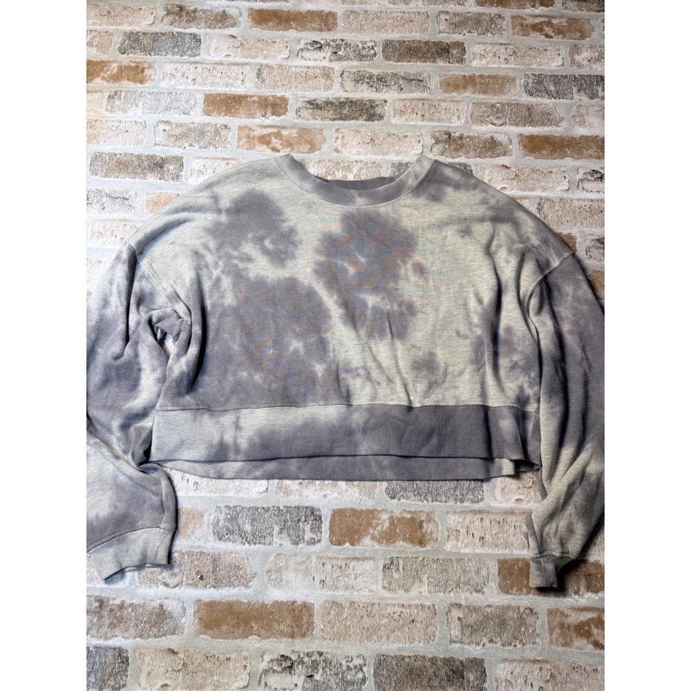 Cozie by Pink Rose Womens Grey Tie Dye Cropped Sweatshirt Pullover Size Medium‎